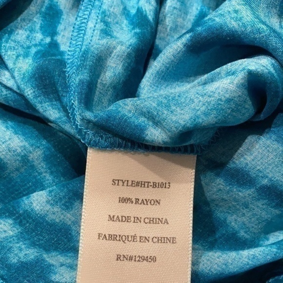 Hawaiian Tropic blue batik dyed Palazzo Beach cover up pants Small - Picture 6 of 10